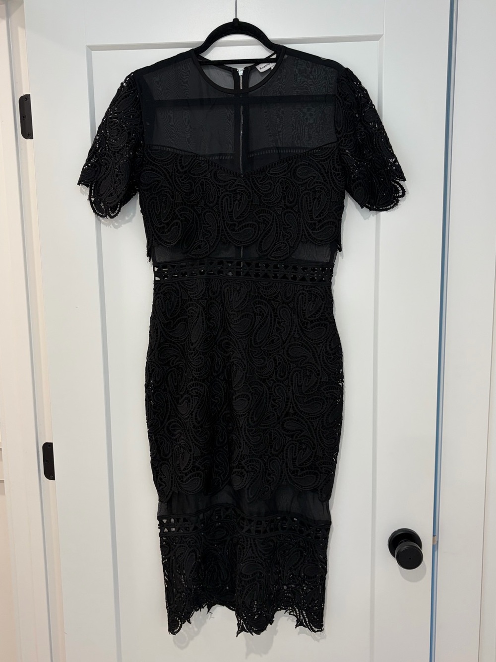 Karina Grimaldi Black Lace Midi Dress